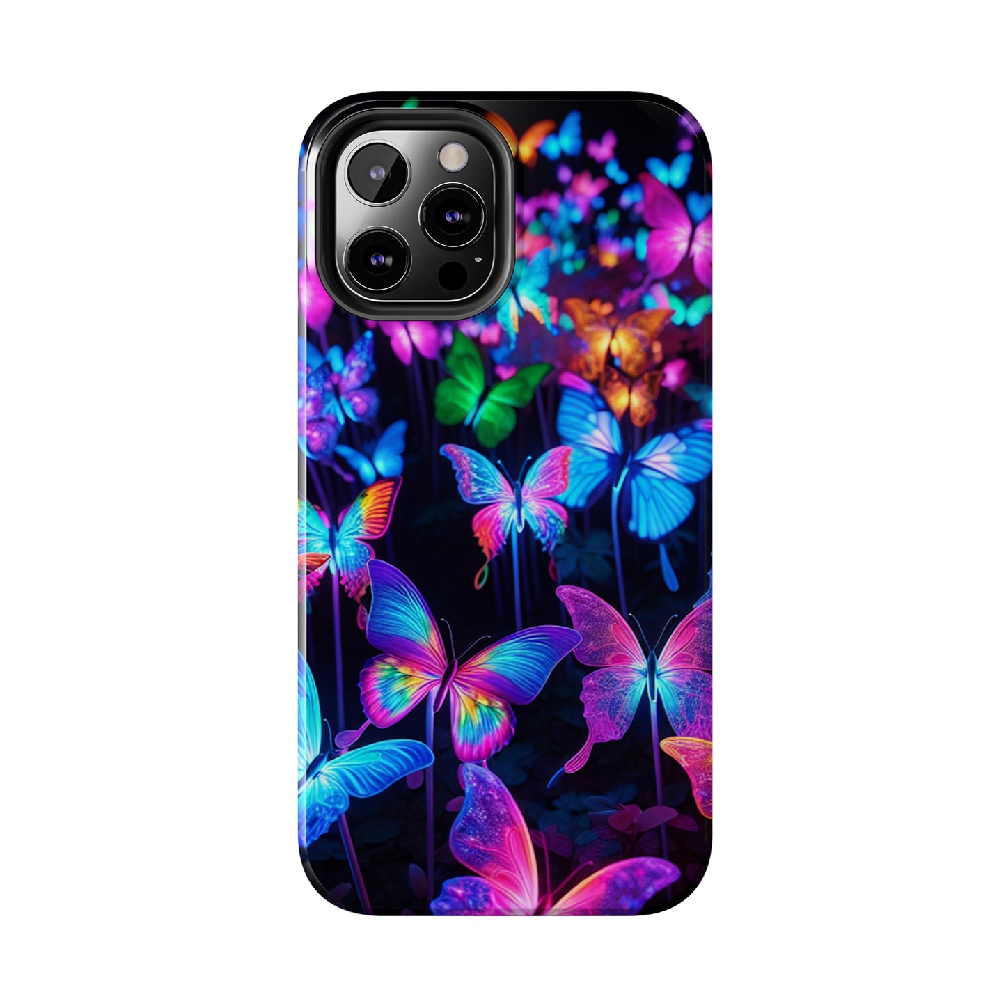 "Neon Flutterby Lights" NEON Butterflies Tough Phone Case
