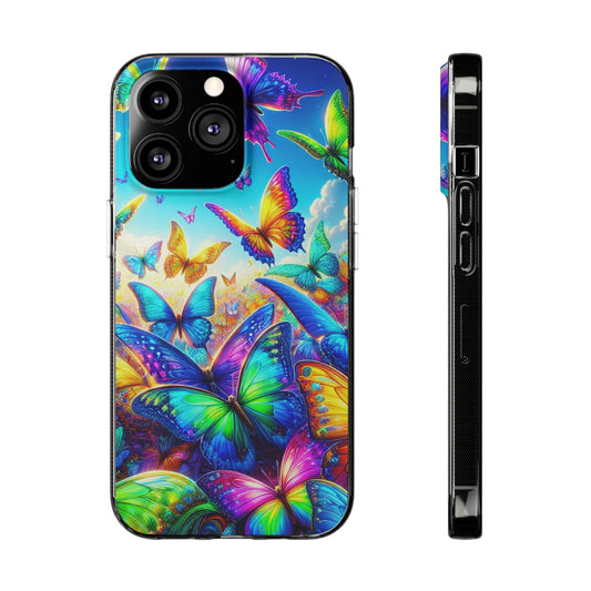 "Neon Brilliance" NEON Butterflies Art Polycarbonate Phone Case Samsung Galaxy s21 s22 Google Pixel 6 Iphone 11 12 13 14 Pro Max Mini Plus