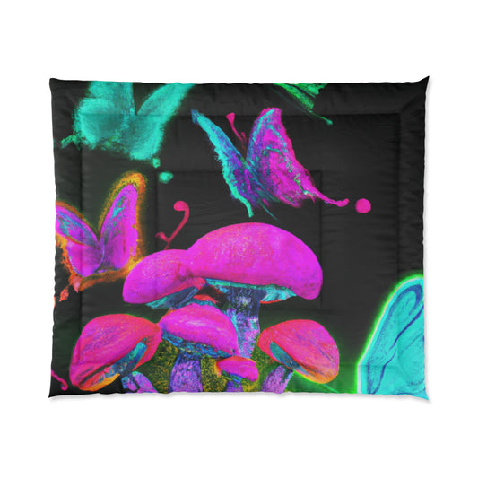 Neonescence. Butterflies & Mushrooms Comforter Blanket