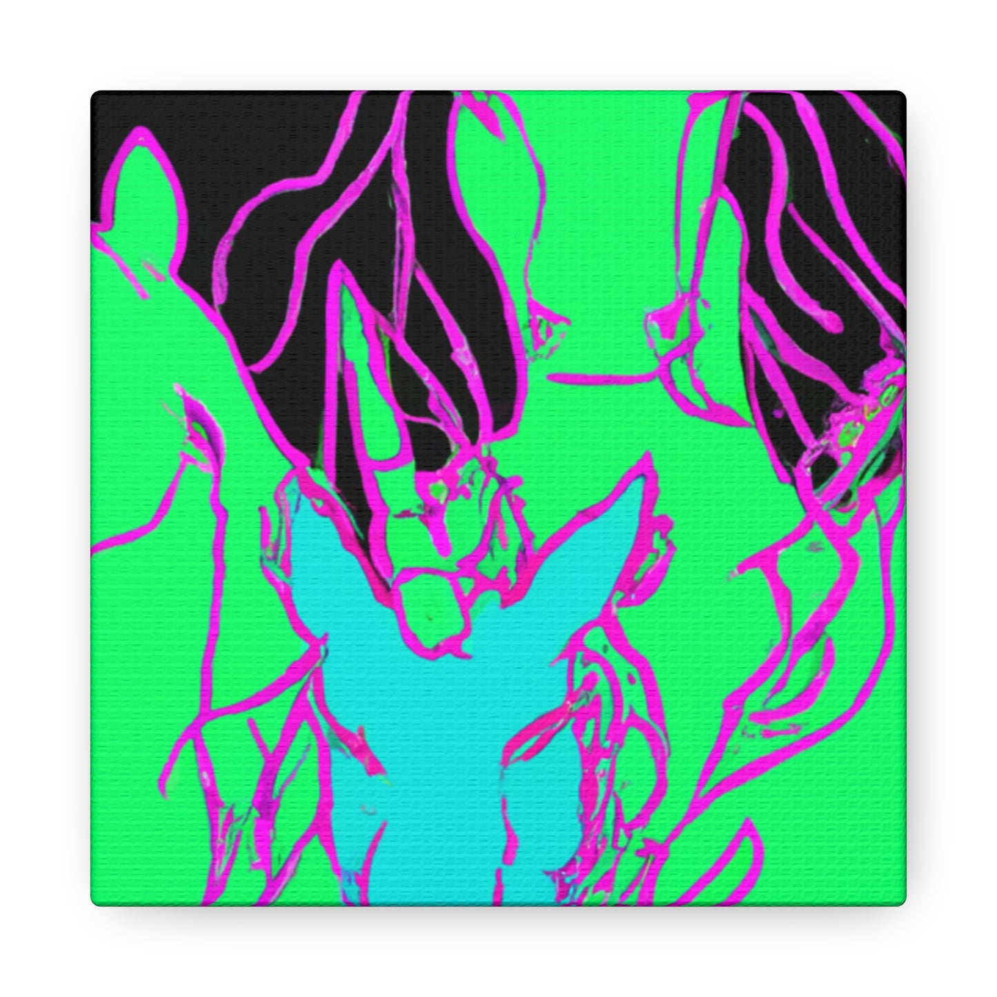 "Fantasy of Neon Lights" NEON Unicorns Art Canvas