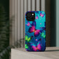 Vivid Glinting Neon Butterflies Neon Butterflies Premium Art Magsafe Magnet Tough IPhone 13 14 15 Pro Plus Max and Mini in Matte and Glossy Phone cases