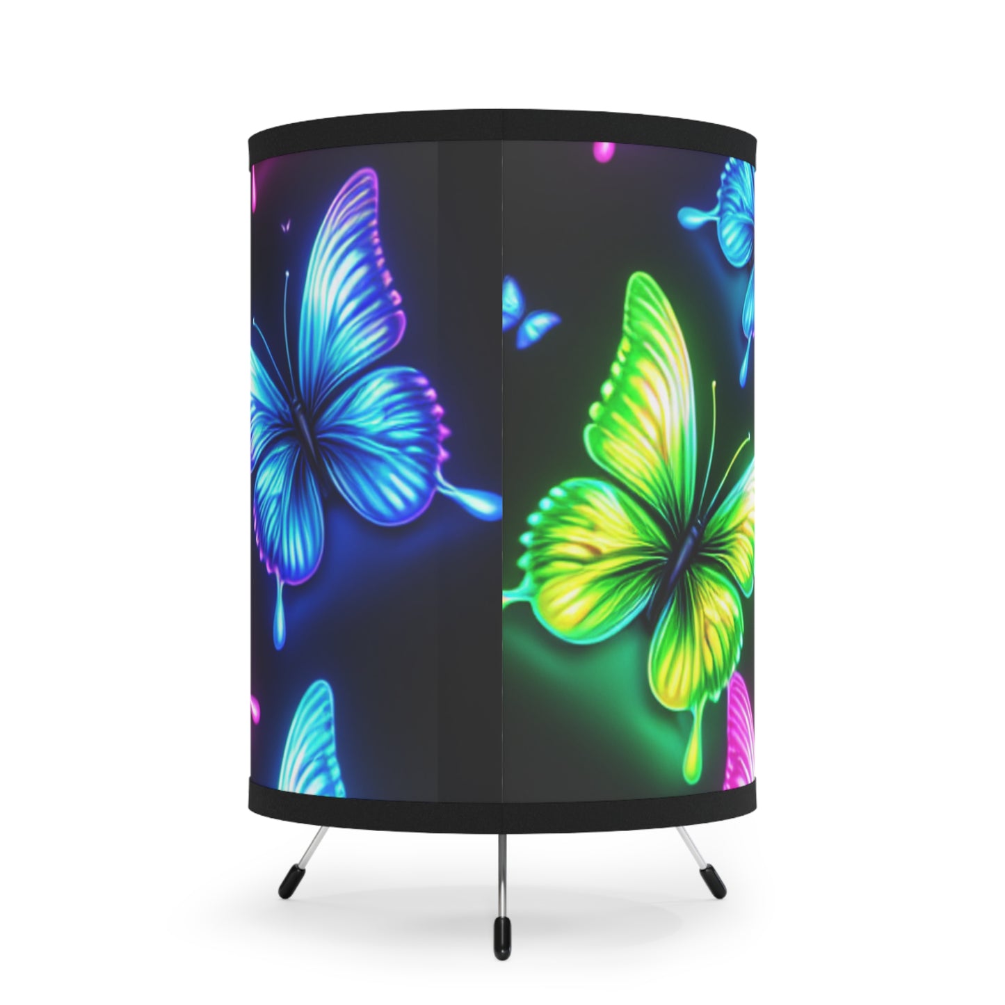 "Neon Swarm" - NEON Butterflies Art Tripod Lamp