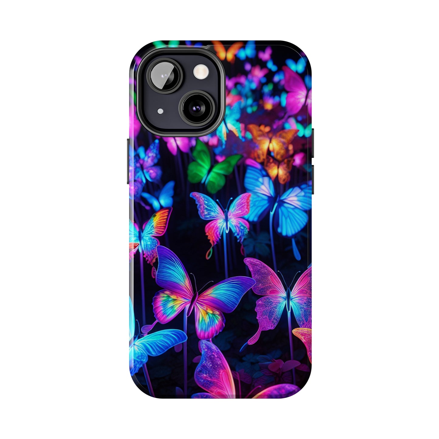 "Neon Flutterby Lights" NEON Butterflies Tough Phone Case
