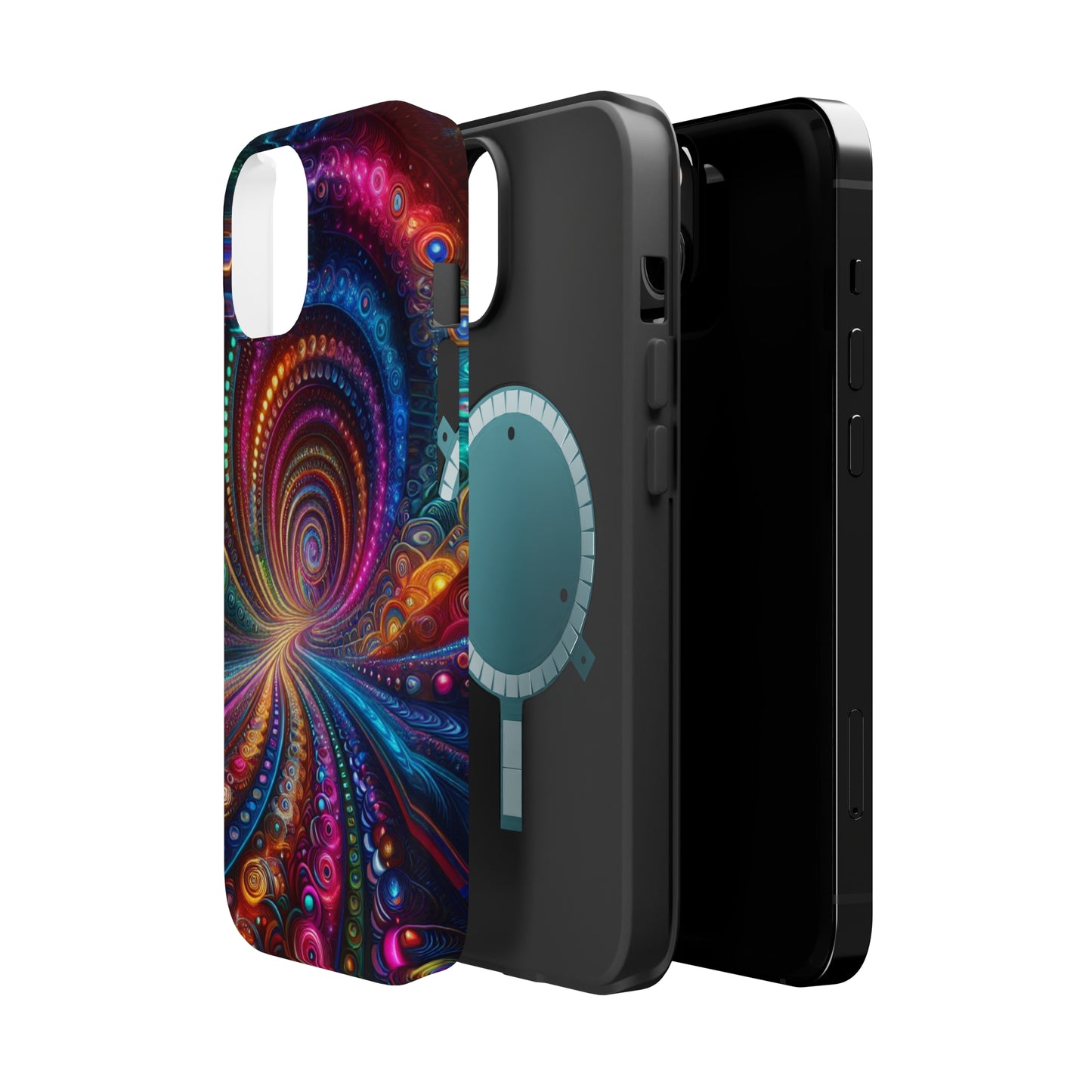 Neon Eternal Infinity Oasis. Neon Trippy Infinity Patterns Premium Art Magsafe Magnet Tough IPhone 13 14 15 Pro Plus Max and Mini in Matte and Glossy Phone cases