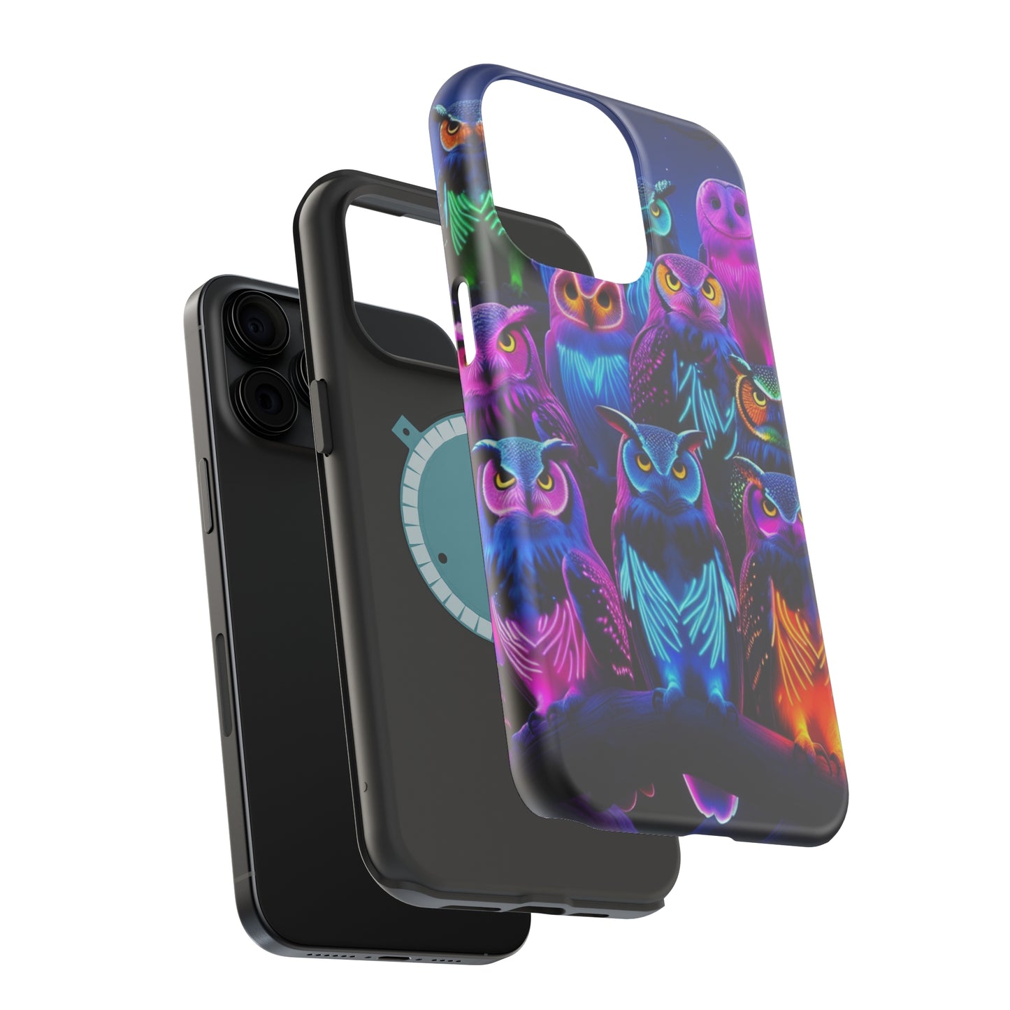 Neon Nocturne Owls. Neon Owls Premium Art Magsafe Magnet Tough IPhone 13 14 15 Pro Plus Max and Mini in Matte and Glossy Phone cases