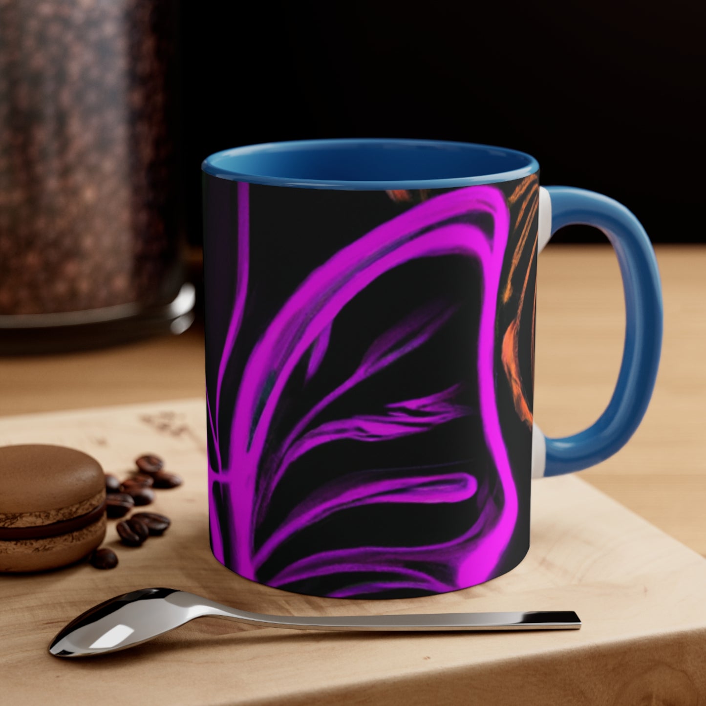 Vivid Nectarine Glitter Flutter Butterflies 11oz Mug