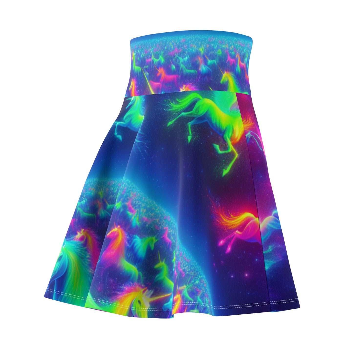 "Neon Dreamscape" -NEON Unicorns Woman' Skater Skirt