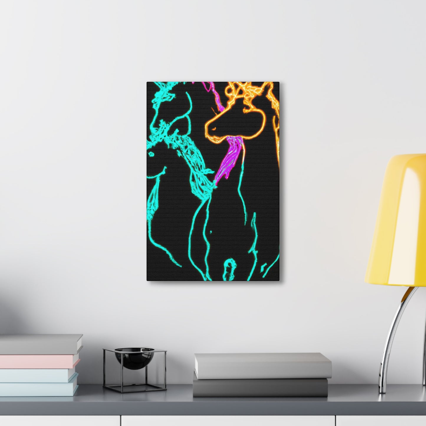 "Neon Splendour of Unicorns" NEON Unicorns Art Canvas