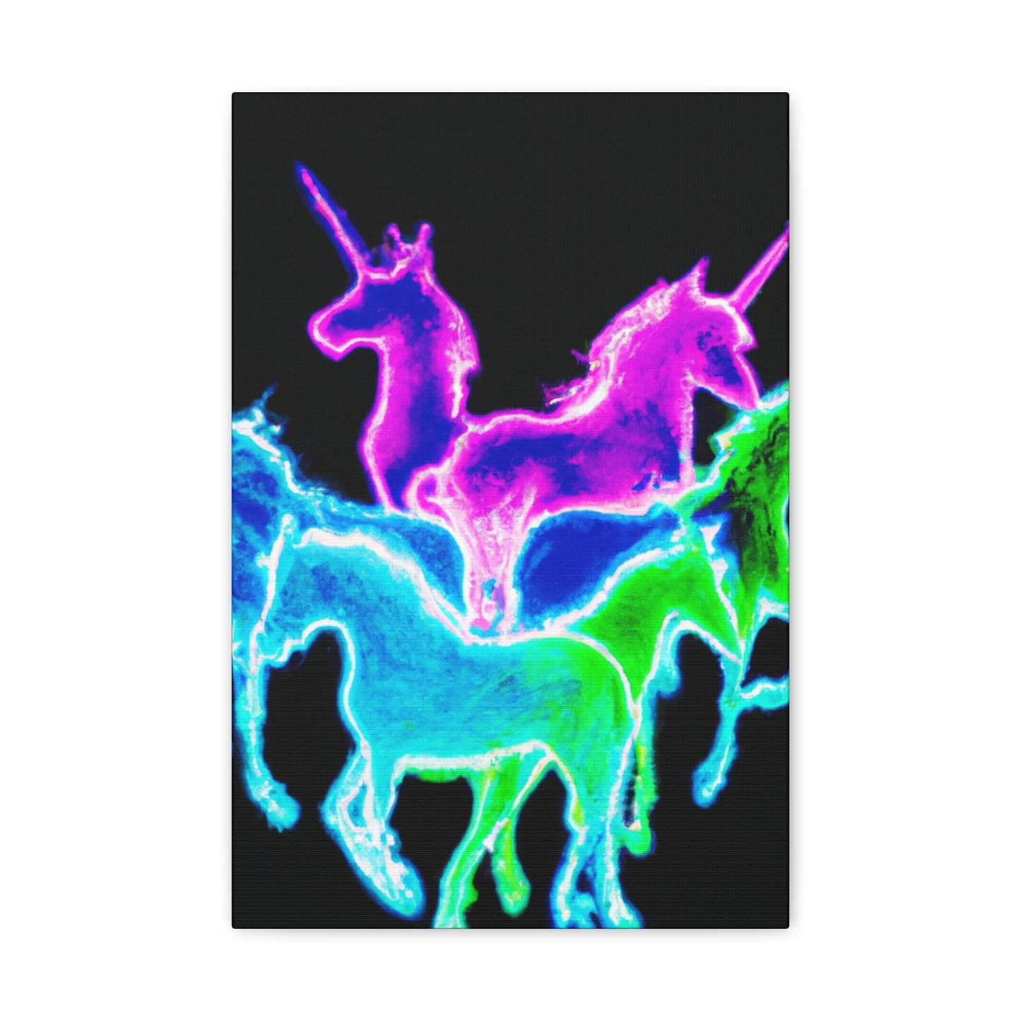 Neon Rainbow Unicorns NEON Unicorns Art Canvas