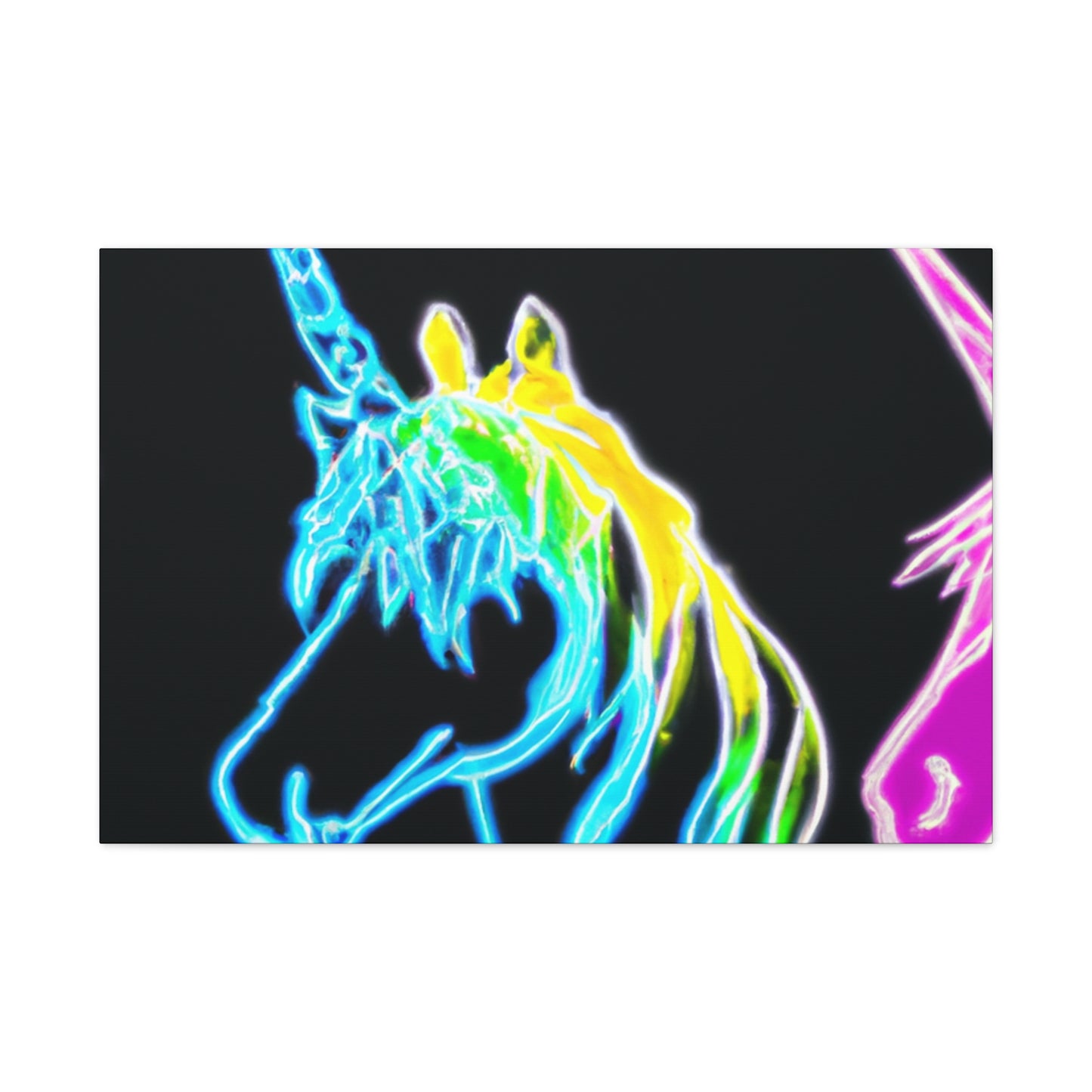 "The Glowing Rainbow Herd" NEON Unicorns Art Canvas