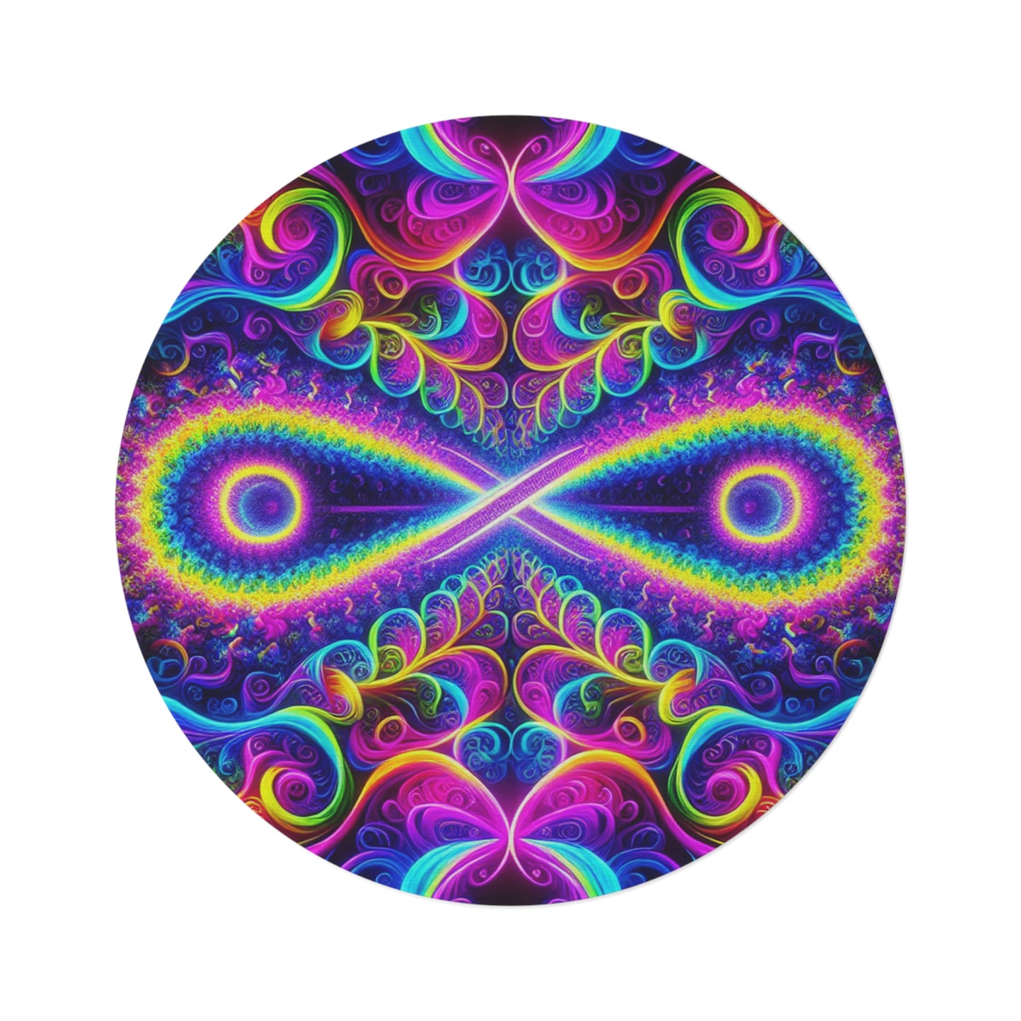 Interdimensional Fluxscape. Infinity Patterns Round Rug