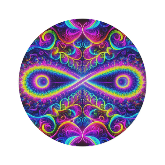 Interdimensional Fluxscape. Infinity Patterns Round Rug