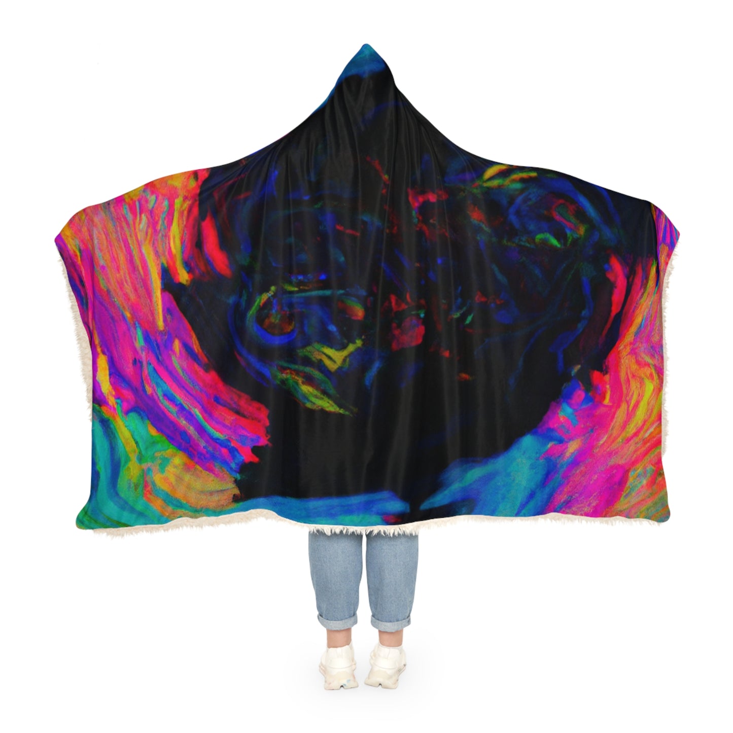 Neon Infinity Mirage - NEON Infinity Patterns Art Hooded Snuggle Blanket