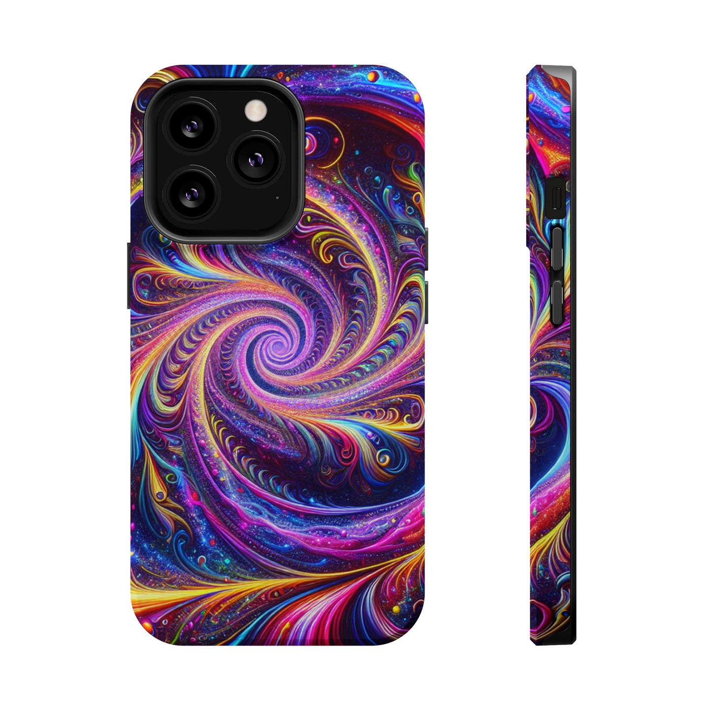 Vivid Psychedelic Cosmic Euphoria. Neon Trippy Infinity Patterns Premium Art Magsafe Magnet Tough IPhone 13 14 15 Pro Plus Max and Mini in Matte and Glossy Phone cases