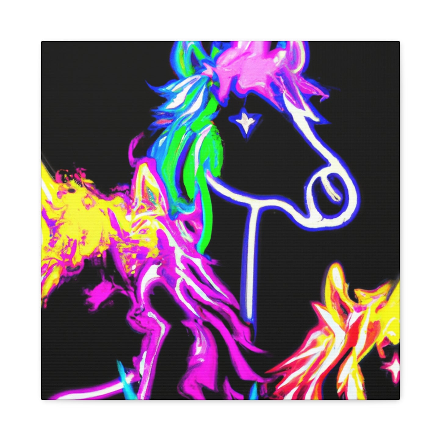 "Vibrant Neon Magic" NEON Unicorns Art Canvas