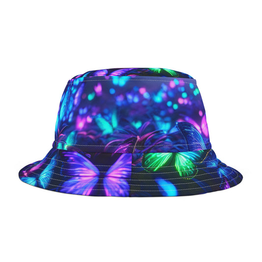 Neon Splendor Pollination Neon Butterflies Bucket Hat