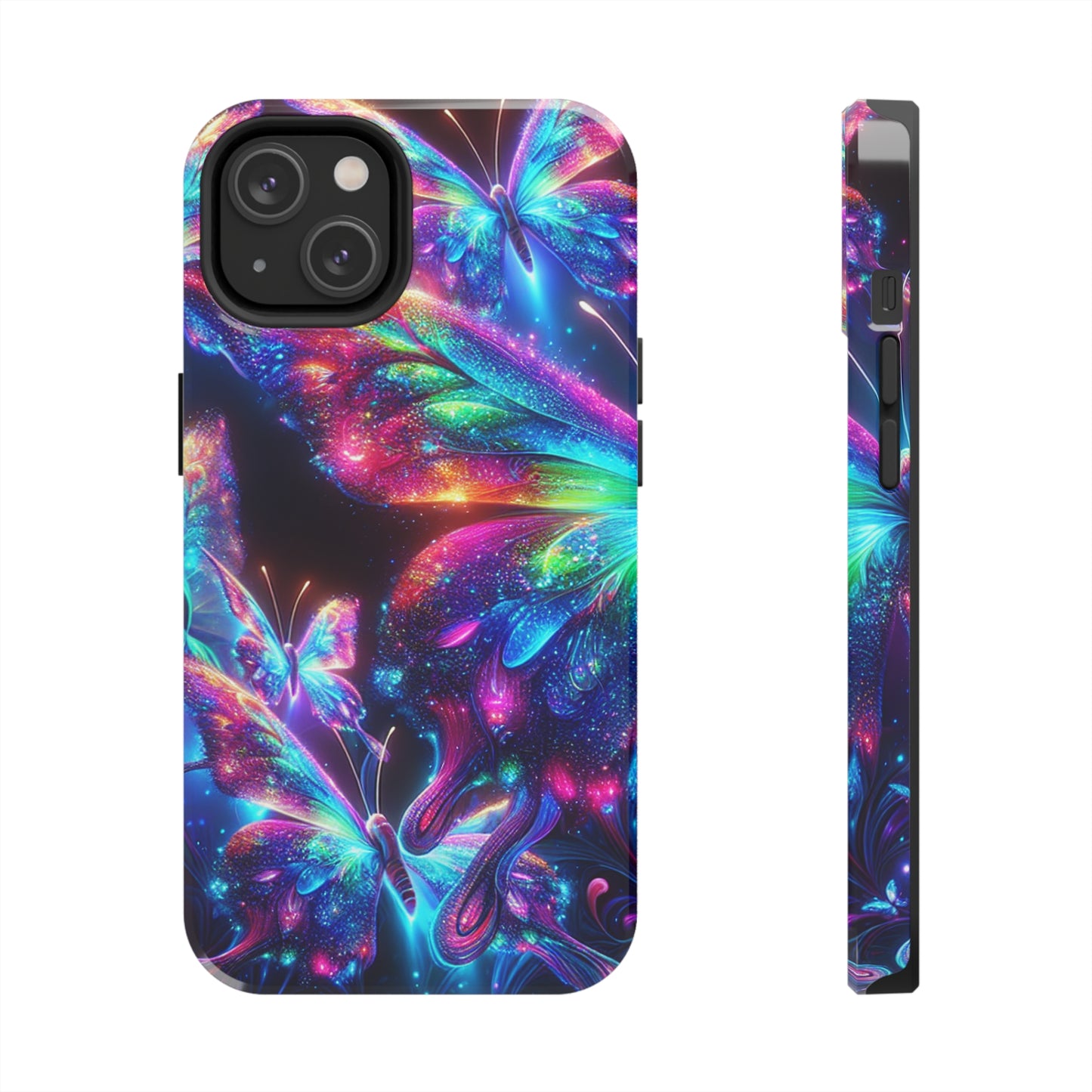 "Butterfly Prism Eruption" NEON Butterflies Tough Phone Case