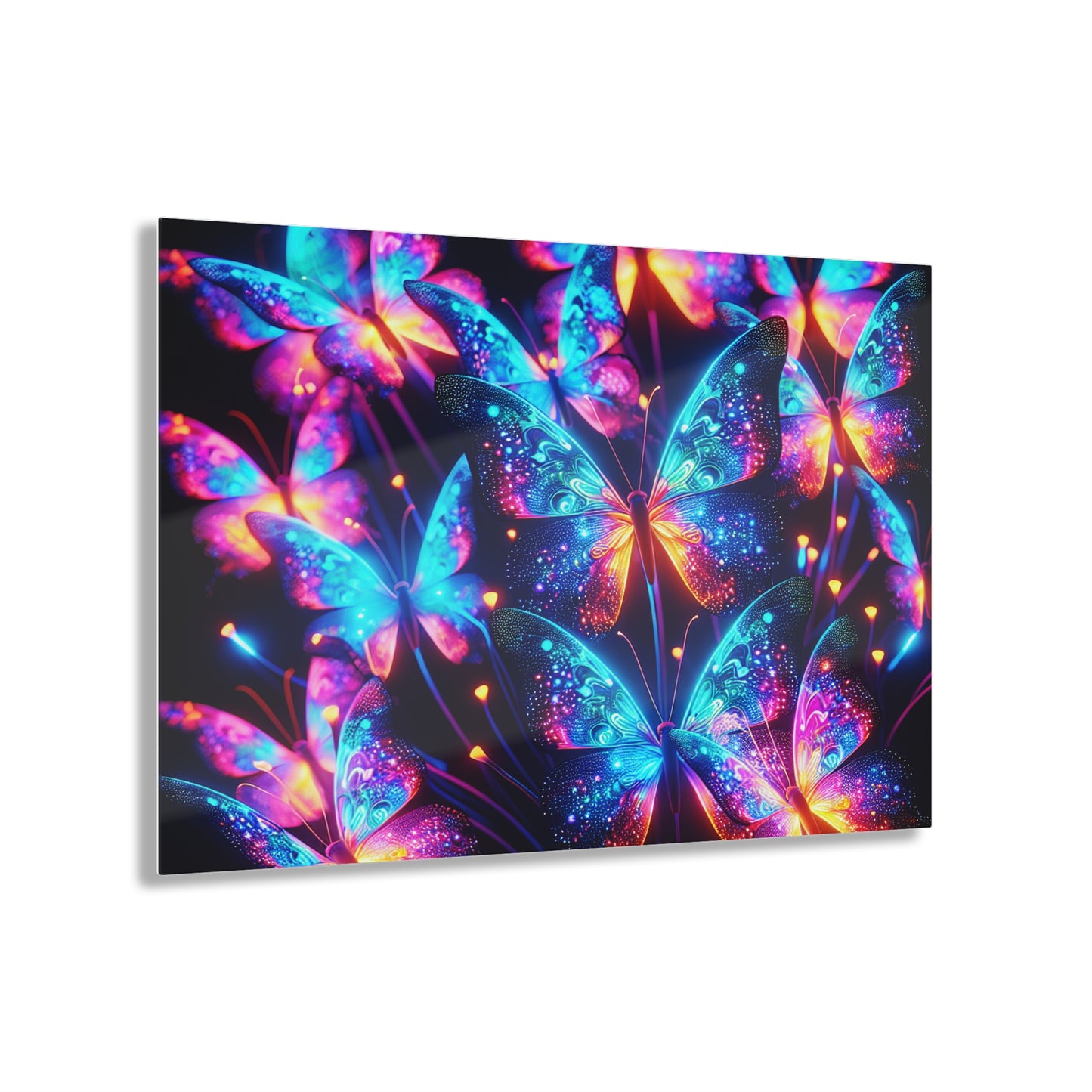 "Neon Butterflies in Flight" NEON Butterflies Art 1/4" Glossy Acrylic Art