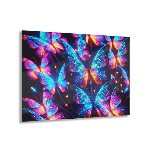 "Neon Butterflies in Flight" NEON Butterflies Art 1/4" Glossy Acrylic Art