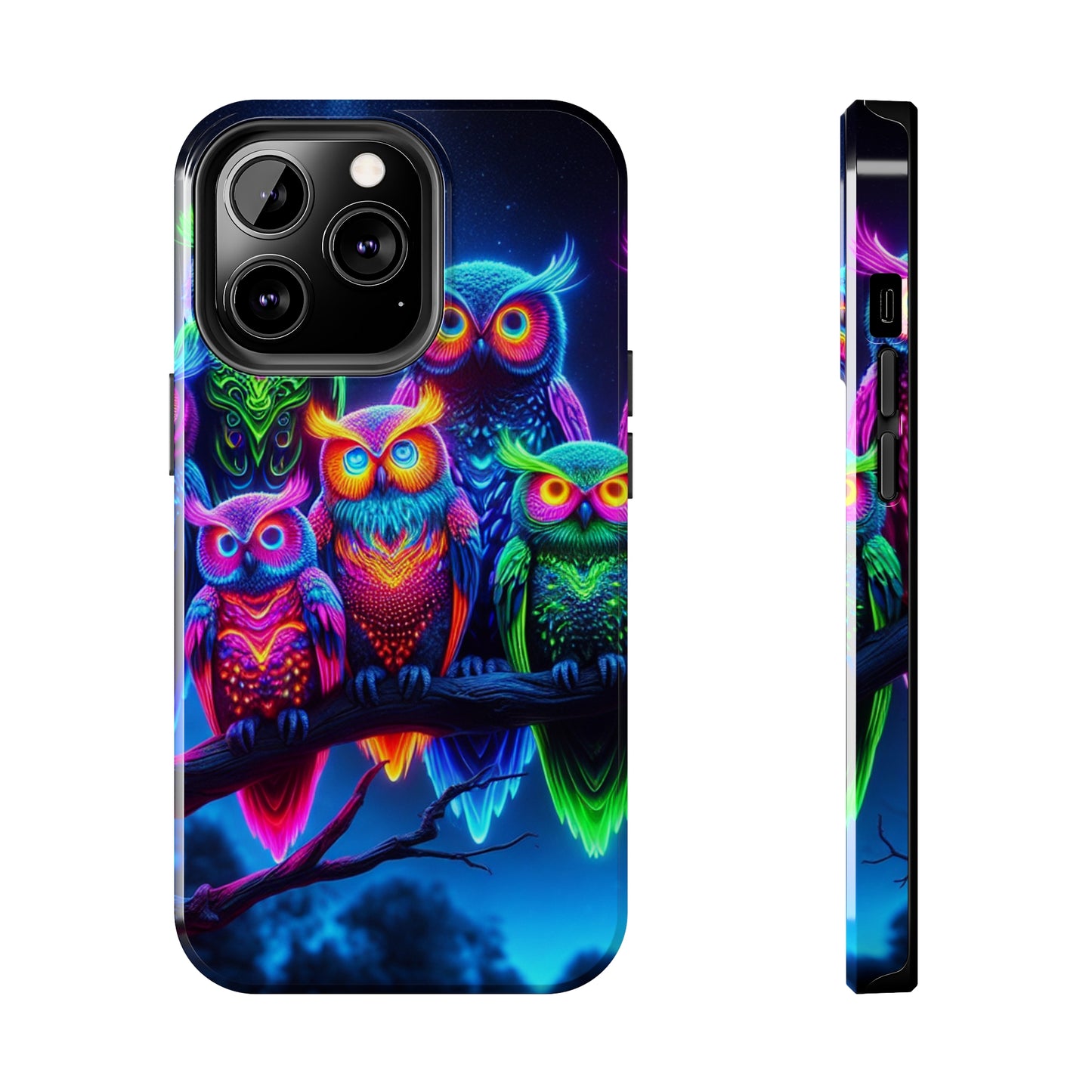 'Neon Rainbow Owls' NEON Owls Tough Phone Case
