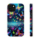 'Neon Butterfly Bliss' Neon Butterflies Premium Art Magsafe Magnet Tough IPhone 13 14 15 Pro Plus Max and Mini in Matte and Glossy Phone cases