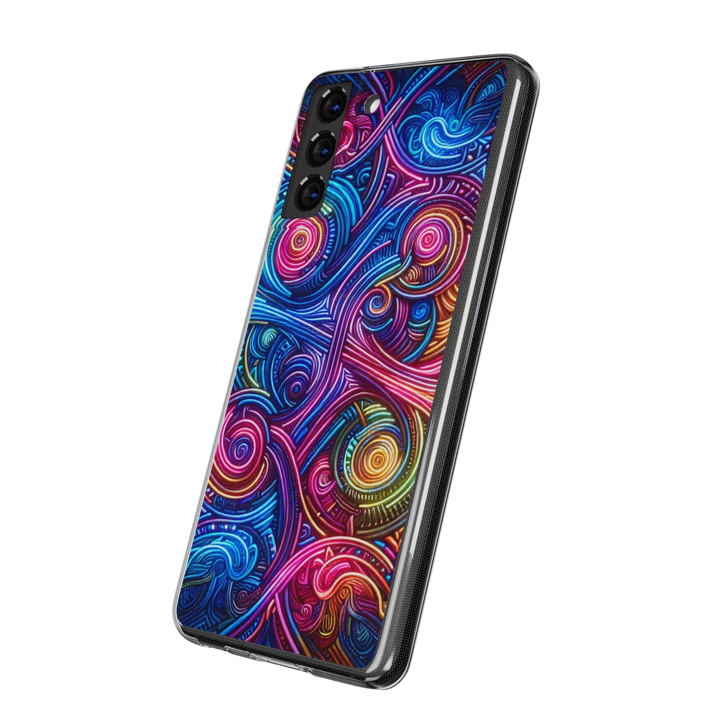 Vibrant Trippy Neon Infinity Ripples. Infinity Patterns Art Polycarbonate Phone Case Samsung Galaxy s21 s22 Google Pixel 6 Iphone 11 12 13 14 Pro Max Mini Plus