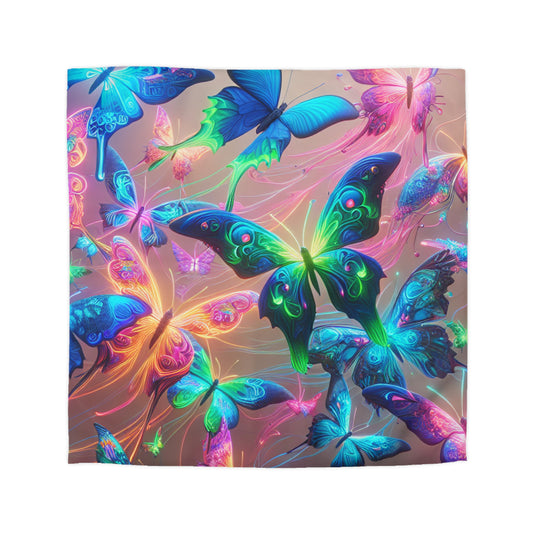 Giovanni de la Prata. - NEON Butterflies Microfiber Duvet Cover