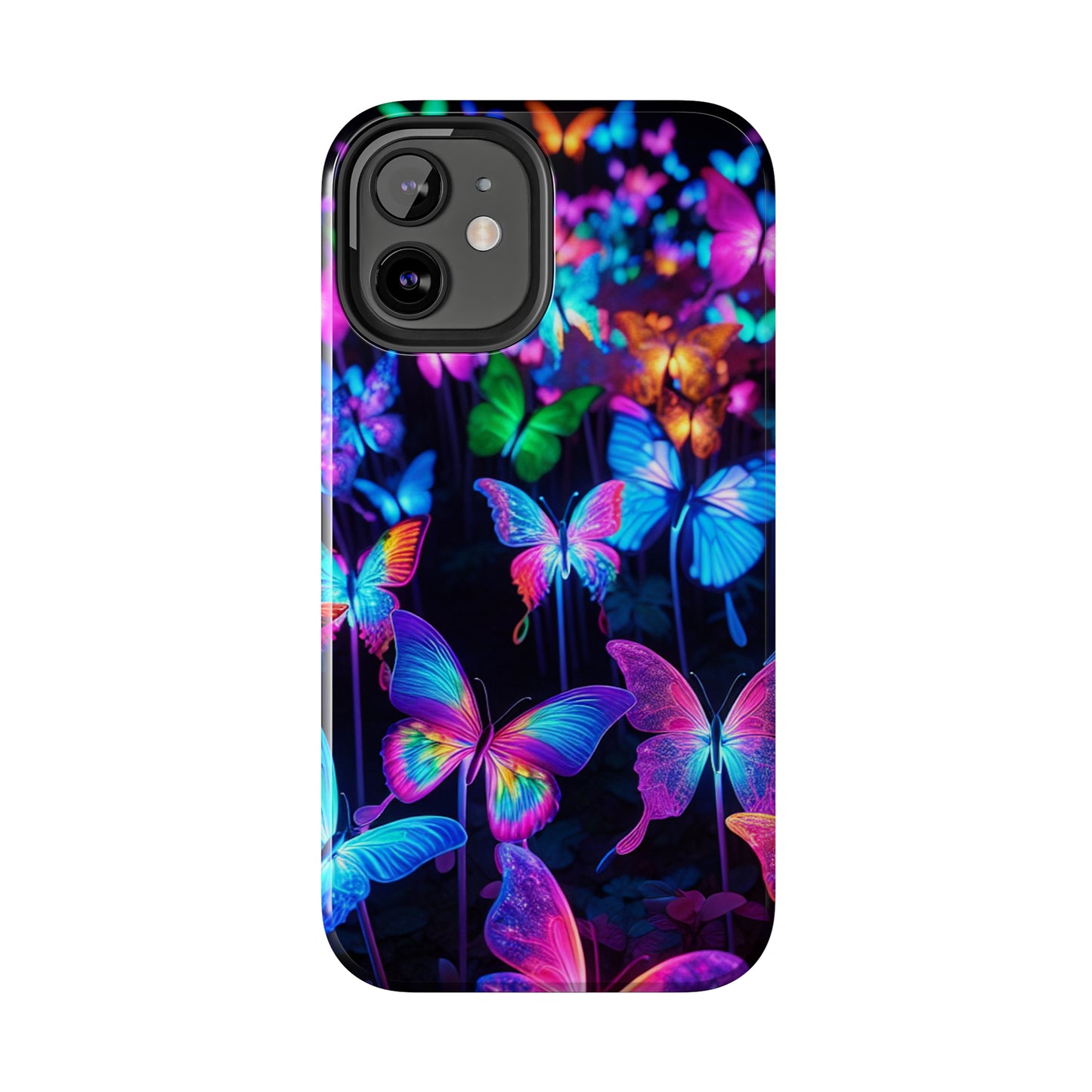 "Neon Flutterby Lights" NEON Butterflies Tough Phone Case