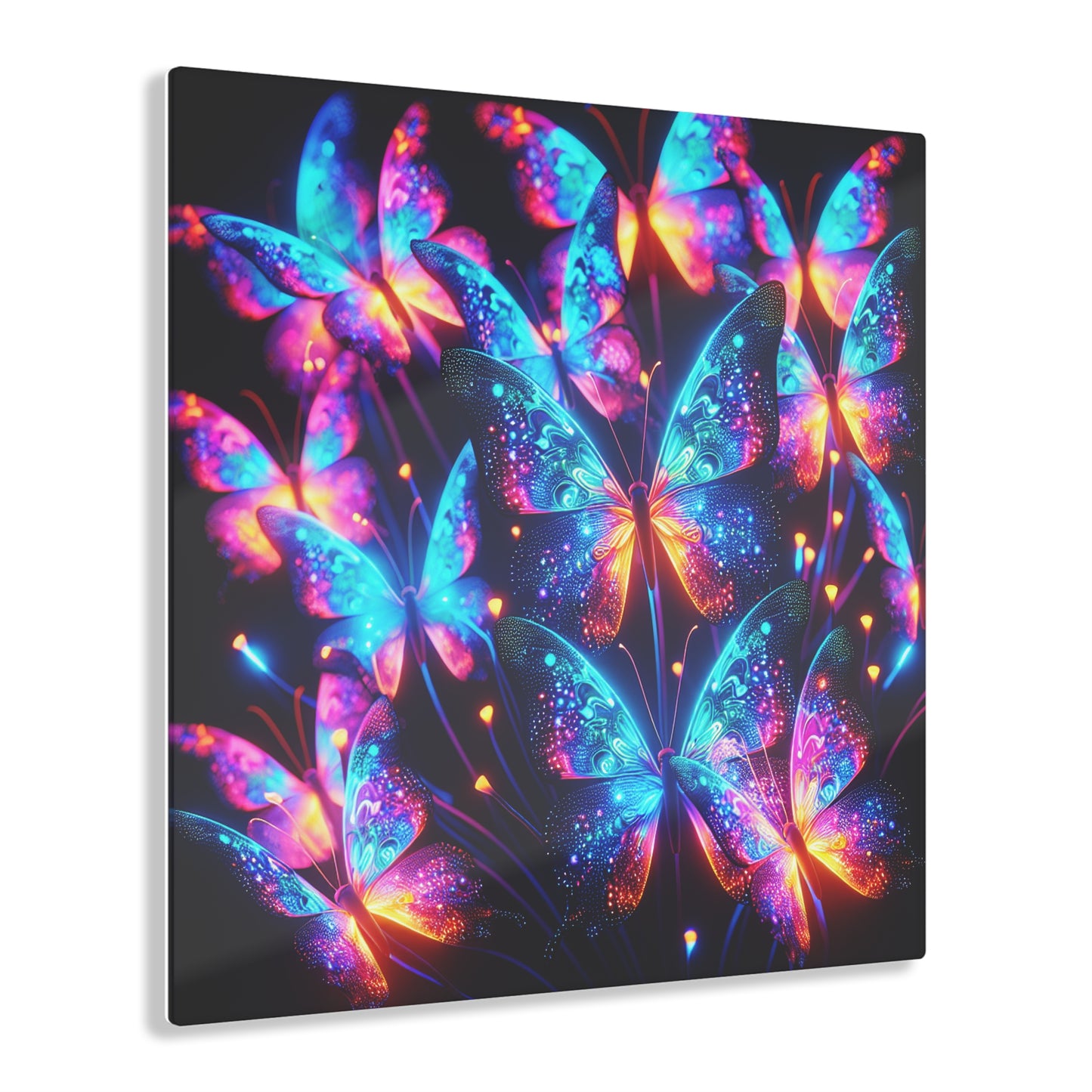 "Neon Butterflies in Flight" NEON Butterflies Art 1/4" Glossy Acrylic Art