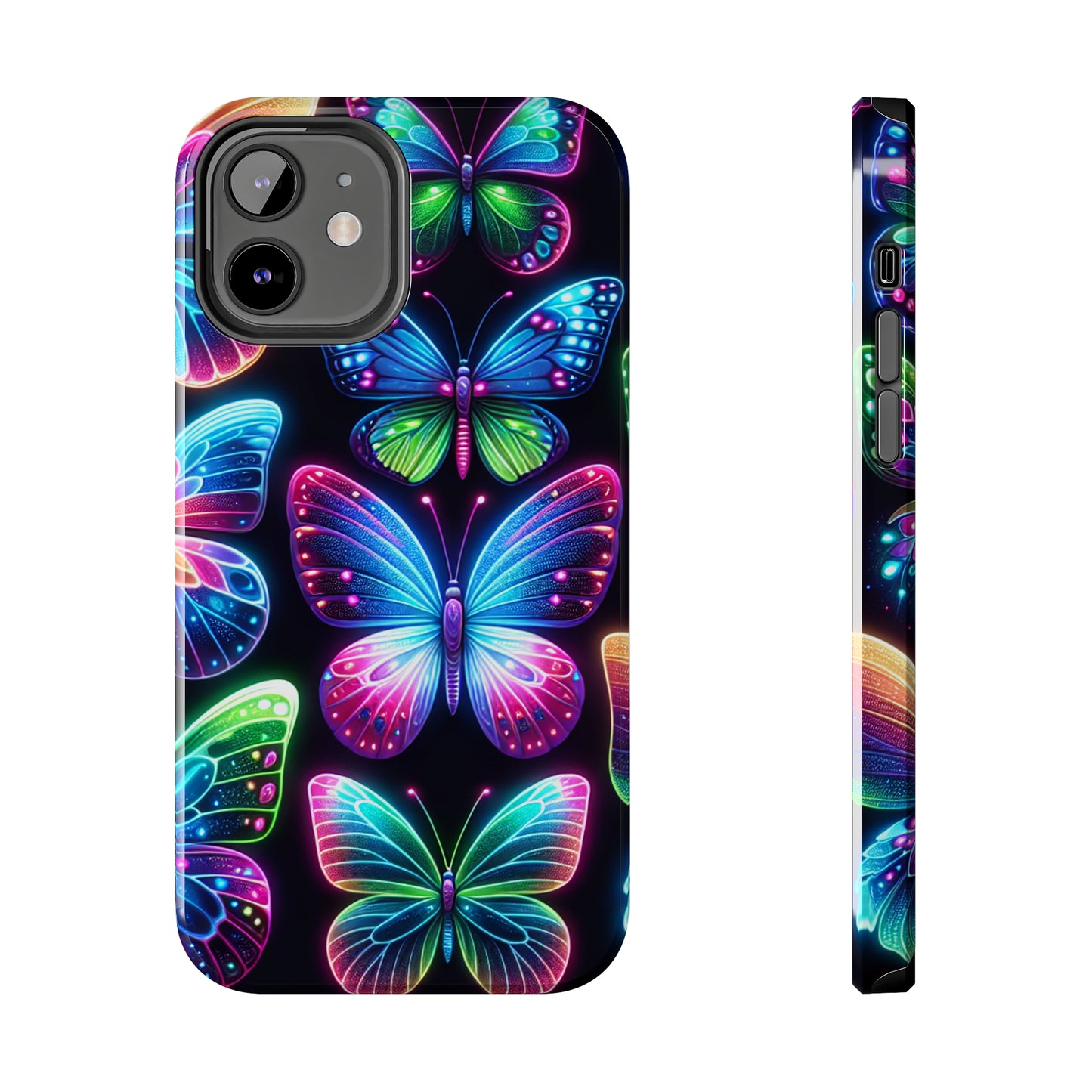 "Dance of the Neon Butterflies" NEON Butterflies Tough Phone Case Iphone 6 7 8 9 10 11 12 13 14 SE X XR XS Pro Max Mini Plus