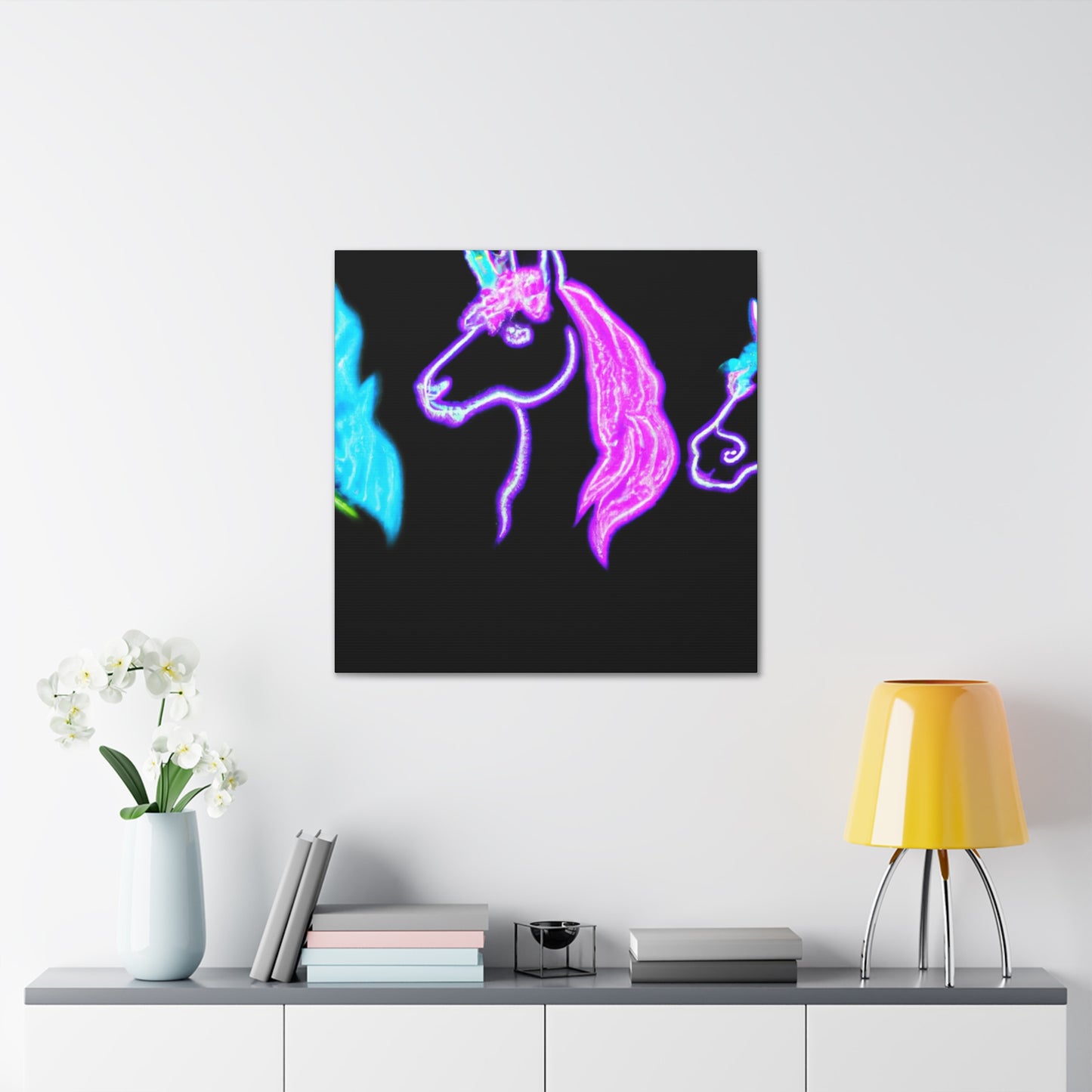 Neon Unicornscape. NEON Unicorns Art Canvas