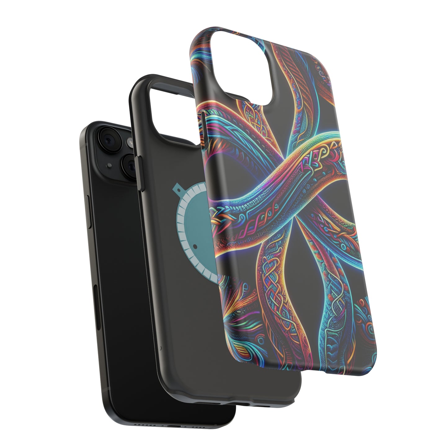 Vibrant Infinity Nocturne Neon Trippy Infinity Patterns Premium Art Magsafe Magnet Tough IPhone 13 14 15 Pro Plus Max and Mini in Matte and Glossy Phone cases