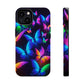"Vibrant Neon Flutter" Neon Butterflies Premium Art Magsafe Magnet Tough IPhone 13 14 15 Pro Plus Max and Mini in Matte and Glossy Phone cases