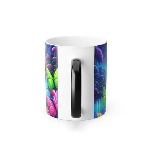 Neon Flight. Neon Butterflies 11oz Color Morphing Mug