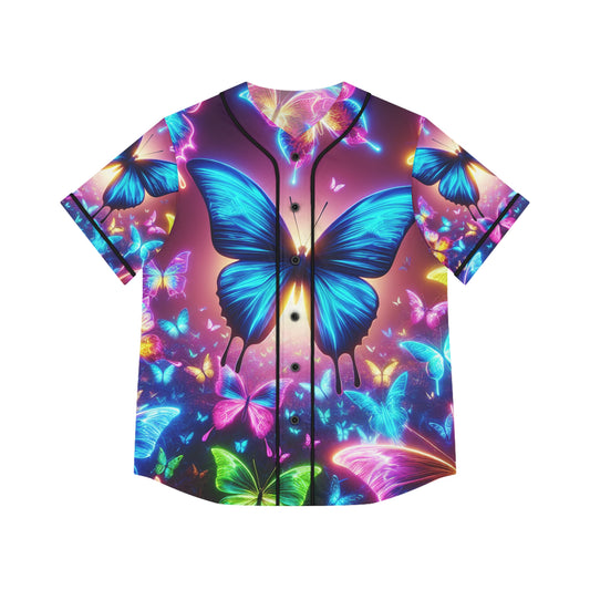 Vivid Neon Butterfly Dreamscape Neon Butterflies Womans Jersey