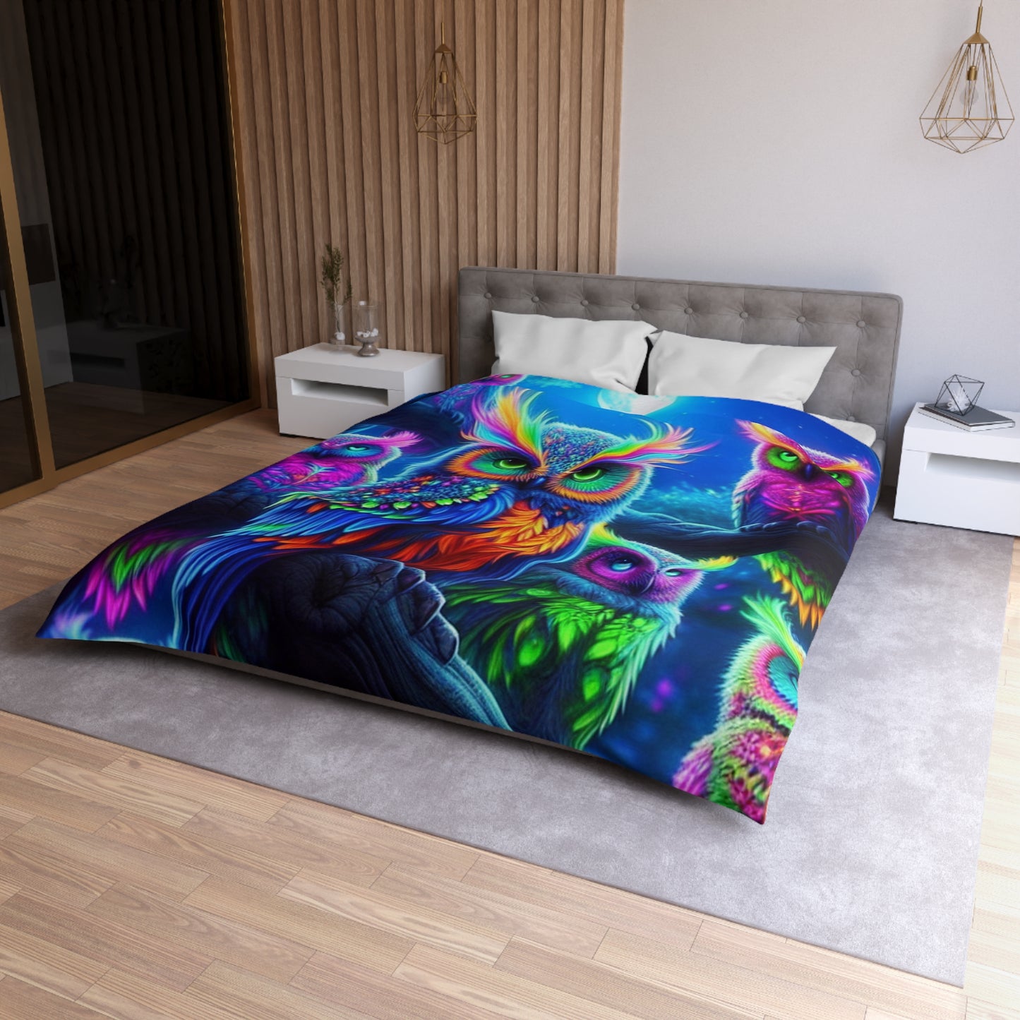 Giovanna de'Ravelo - NEON Owls Microfiber Duvet Cover