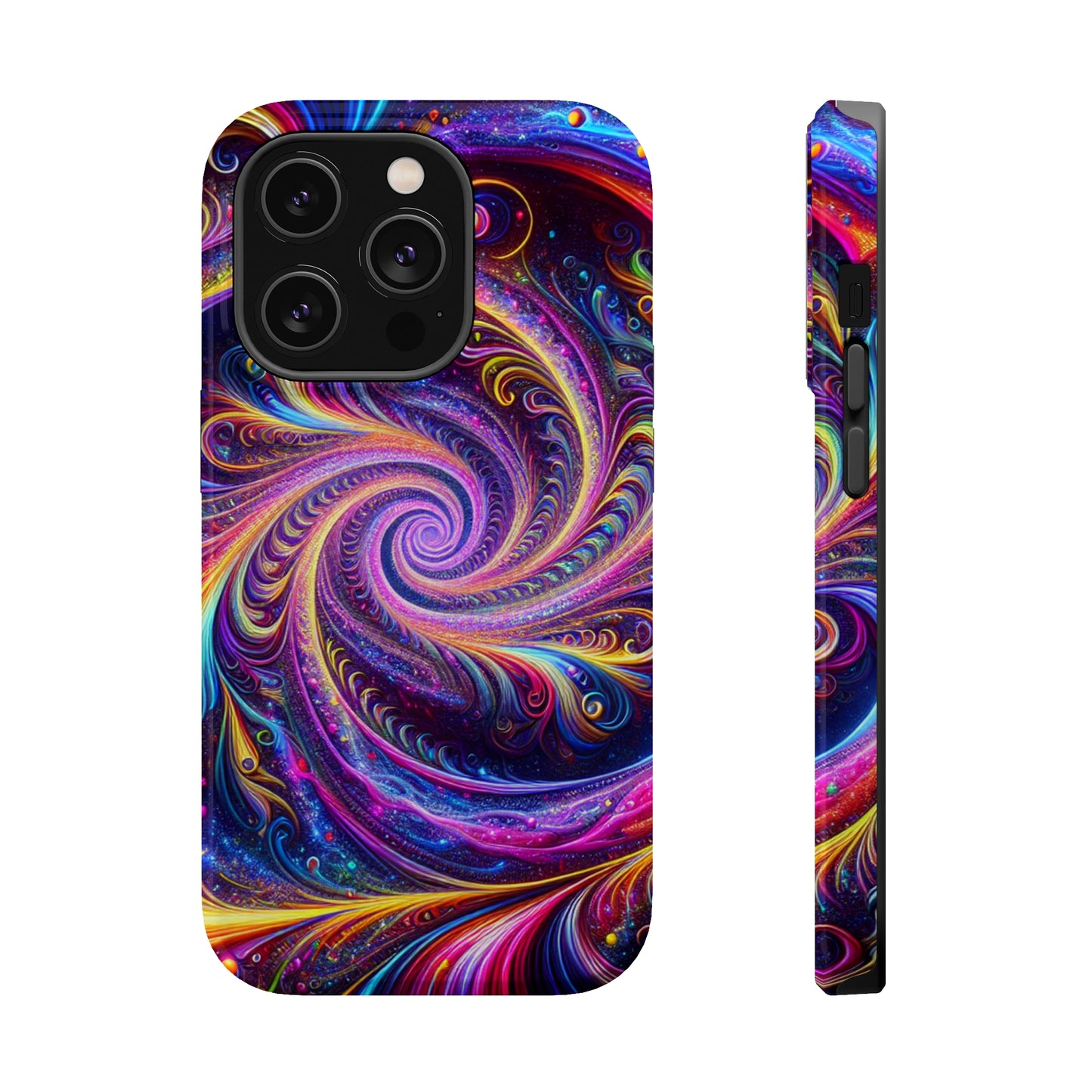 Vivid Psychedelic Cosmic Euphoria. Neon Trippy Infinity Patterns Premium Art Magsafe Magnet Tough IPhone 13 14 15 Pro Plus Max and Mini in Matte and Glossy Phone cases
