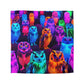 Giovanni di Guido - NEON Owls Microfiber Duvet Cover