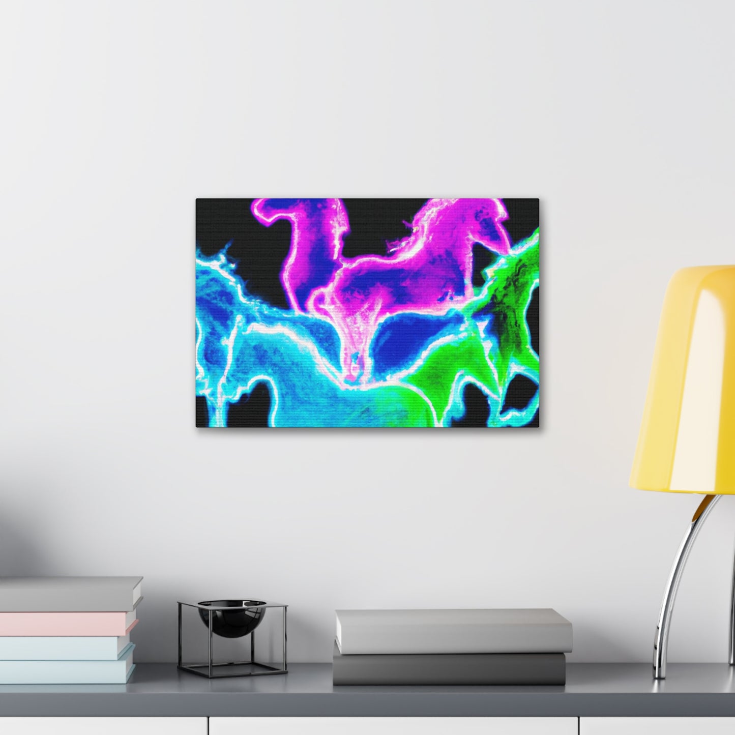 Neon Rainbow Unicorns NEON Unicorns Art Canvas