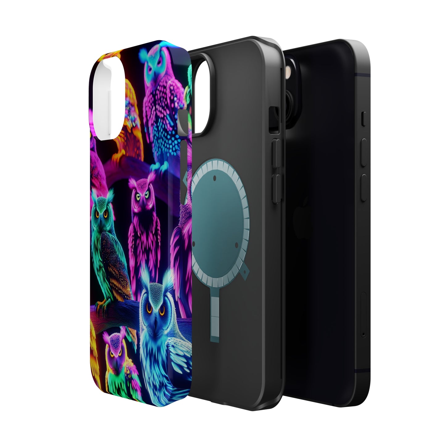 Neon Night Owls. Neon Owls Premium Art Magsafe Magnet Tough IPhone 13 14 15 Pro Plus Max and Mini in Matte and Glossy Phone cases