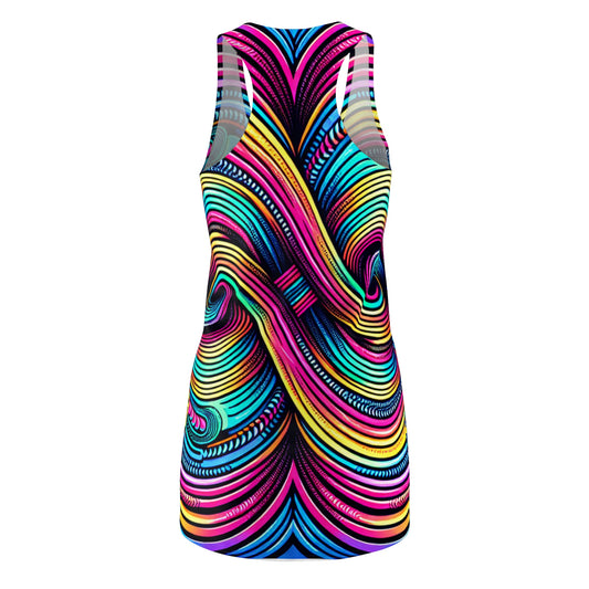 Vortex of Vibrant Neon Infinity. Trippy Infinity Patterns Racerback Dress
