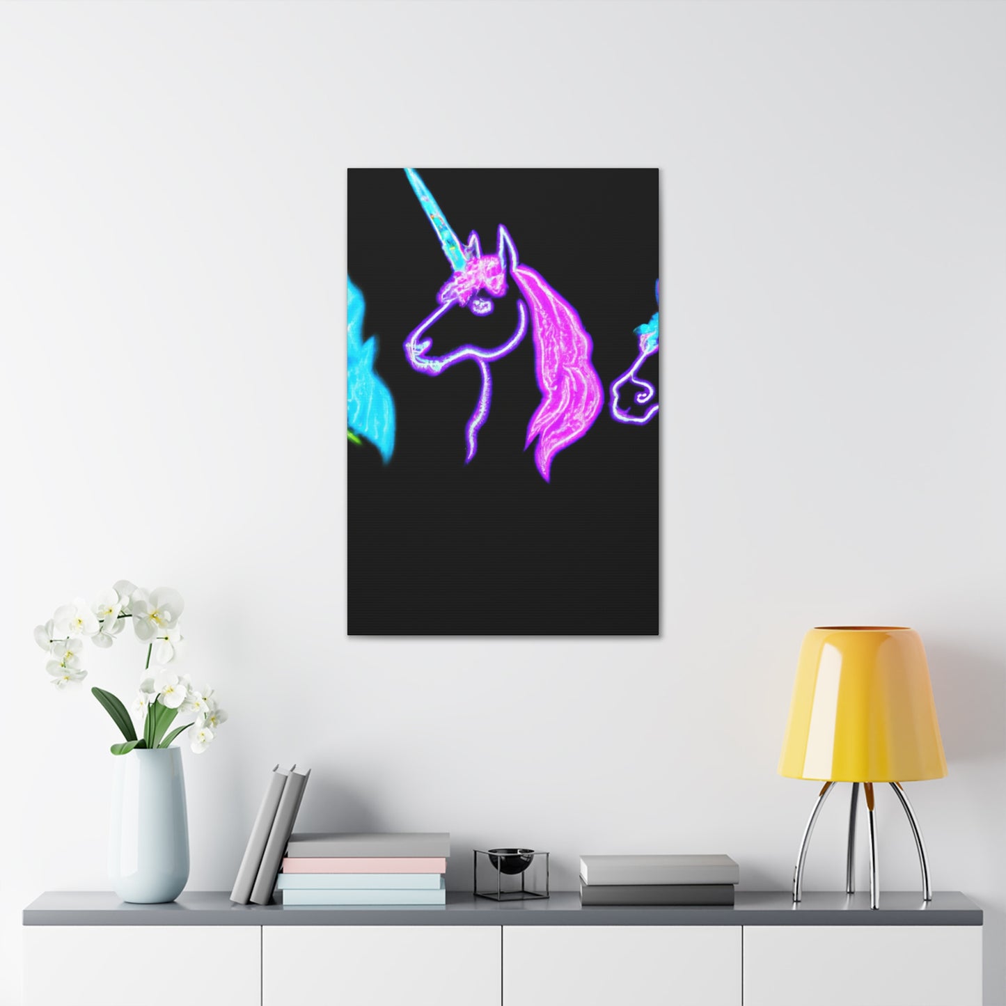 Neon Unicornscape. NEON Unicorns Art Canvas