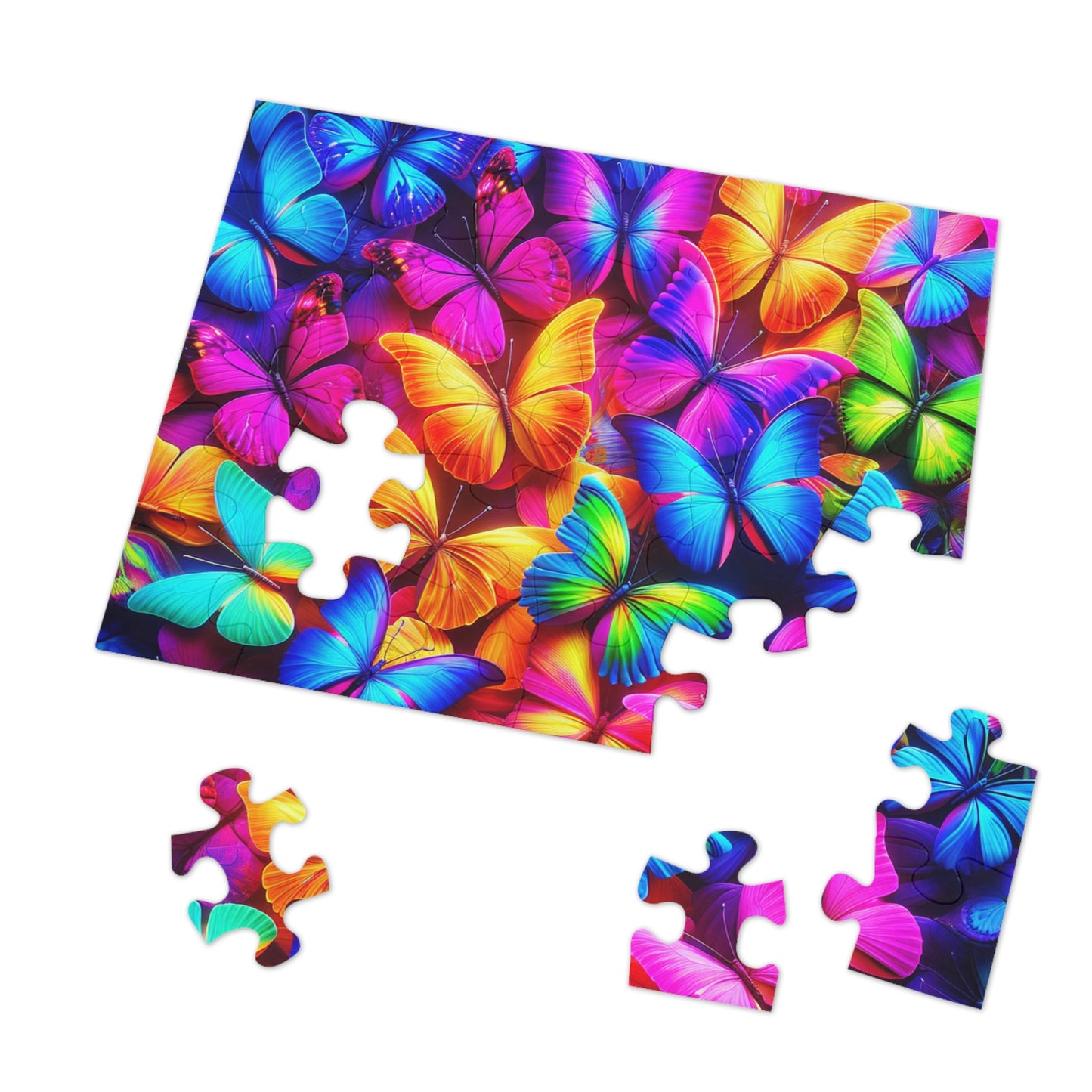 Neon Flutter. - Neon Butterflies Puzzle30, 110, 252, and 1000 Pieces