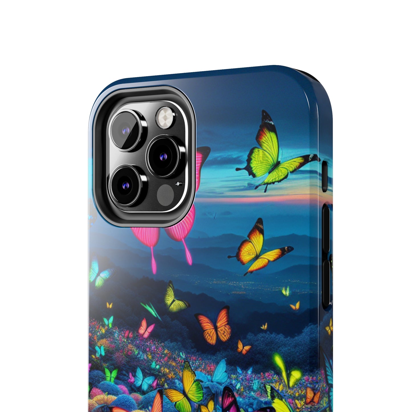 "Neon Flight Spectacle" NEON Butterflies Tough Phone Case Iphone 6 7 8 9 10 11 12 13 14 SE X XR XS Pro Max Mini Plus