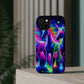 "Uni-Neon Fantasy" Neon Unicorns Premium Art Magsafe Magnet Tough IPhone 13 14 15 Pro Plus Max and Mini in Matte and Glossy Phone cases