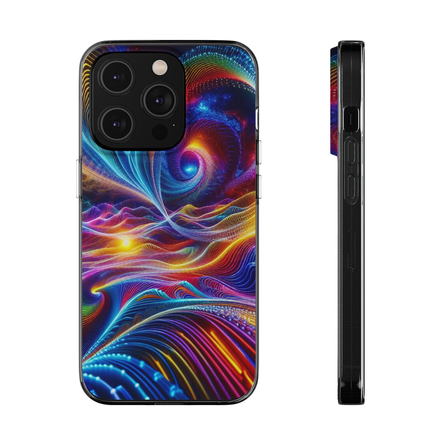 Neon Vortex. Infinity Patterns Art Polycarbonate Phone Case