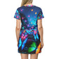 "Neon Butterflies in Bloom" Neon Butterflies Womans T Shirt Dress