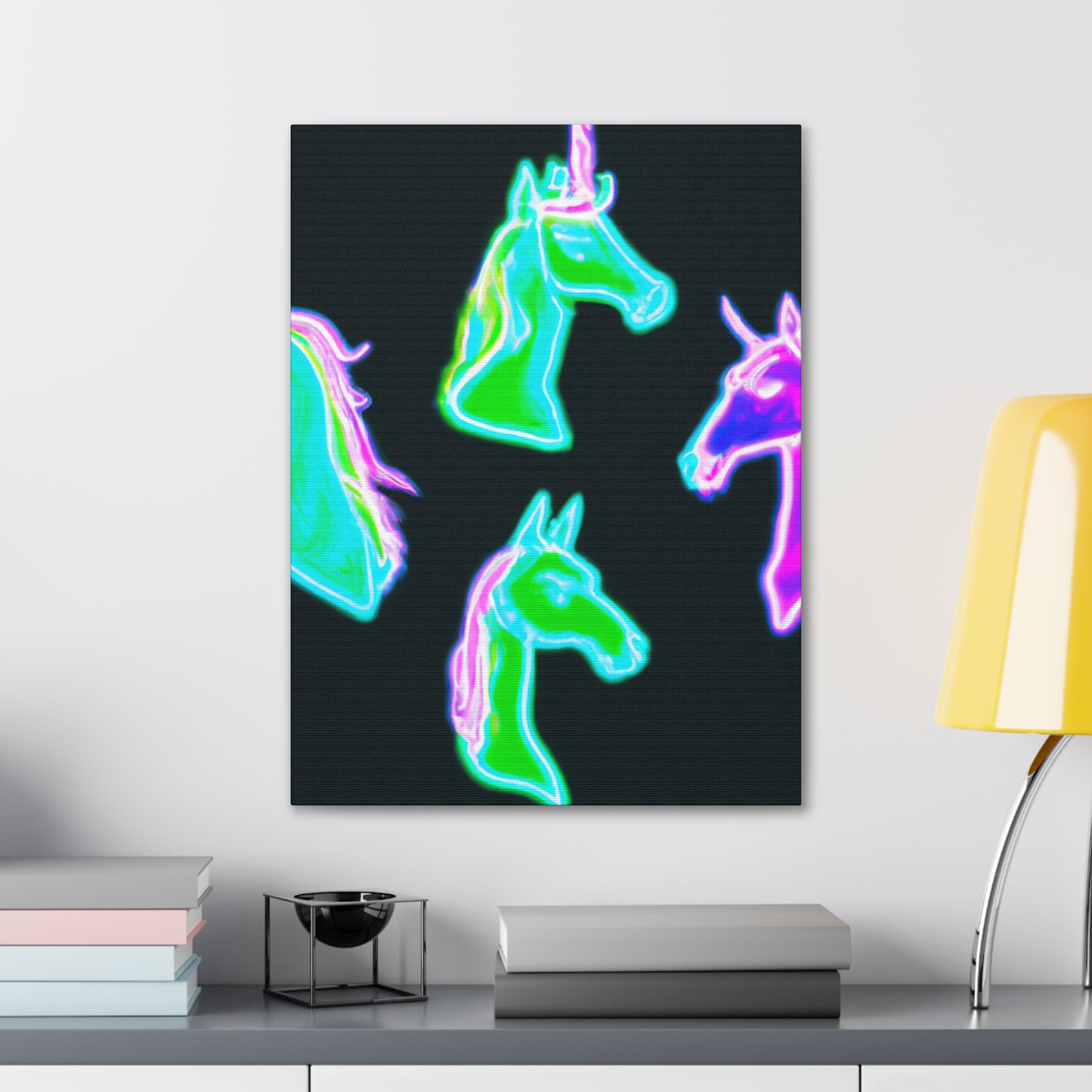 Vivid Nocturnal Unicorns. NEON Unicorns Art Canvas