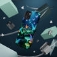 "Neon Meadow" Neon Butterflies and Mushrooms Premium Art Magsafe Magnet Tough IPhone 13 14 15 Pro Plus Max and Mini in Matte and Glossy Phone cases