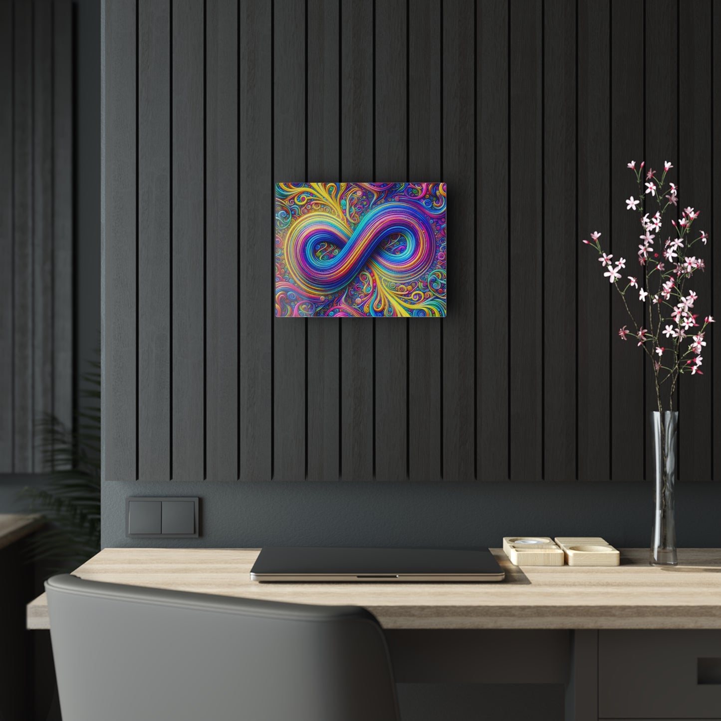 Cosmic Spirograph Symphony. Trippy infinity Pattern 1/4" Glossy Acrylic Art